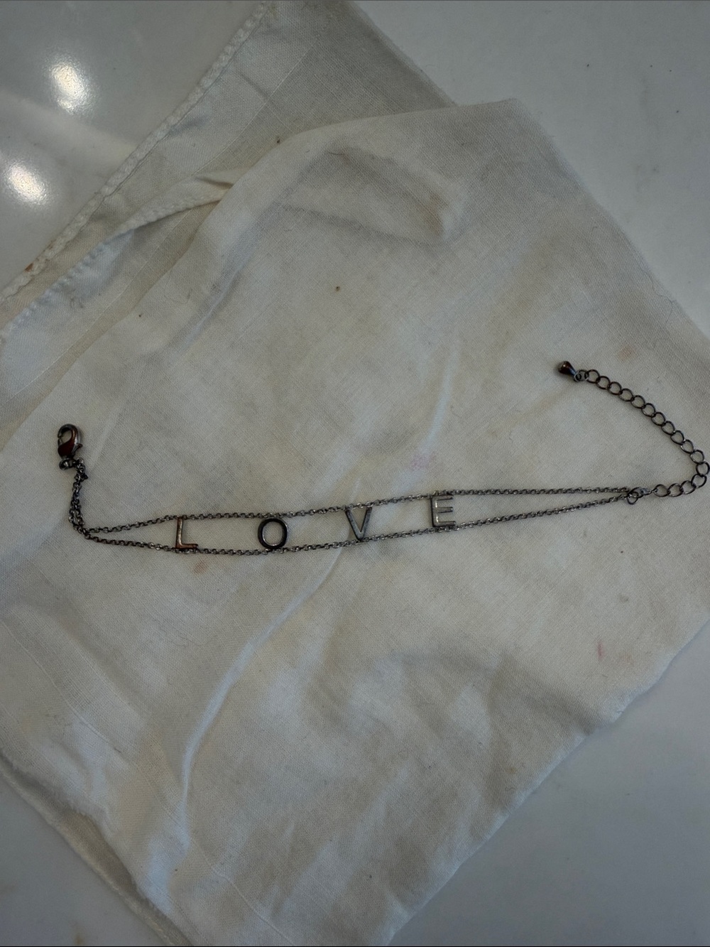 LOVE Letter Silver-Tone Chain Bracelet - Unbranded